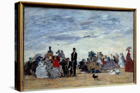 Trouville Beach. Painting by Eugene Louis Boudin (1824-1898), 1865. Oil on Cardboard. Dim: 0,26 X 0-Eugene Louis Boudin-Premier Image Canvas