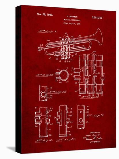Trumpet Instrument Patent-Cole Borders-Stretched Canvas