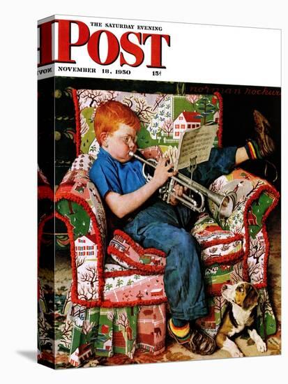 "Trumpeter" Saturday Evening Post Cover, November 18,1950-Norman Rockwell-Premier Image Canvas