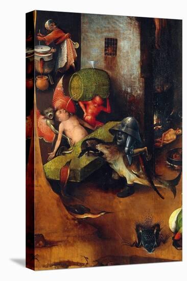 Tryptic of the Last Judgement, Central Panel. A Man Guilty of Gluttony Forces Two Monsters to Drink-Hieronymus Bosch-Premier Image Canvas