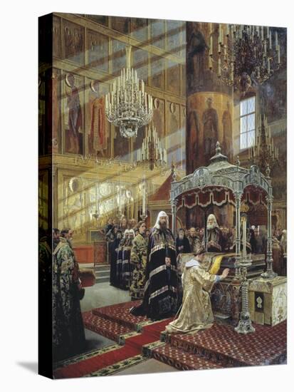 Tsar Alexis and Patriarch Nikon at the Coffin of Metropolitan Philip of Moscow, 17th Century-Alexander Litovchenko-Premier Image Canvas