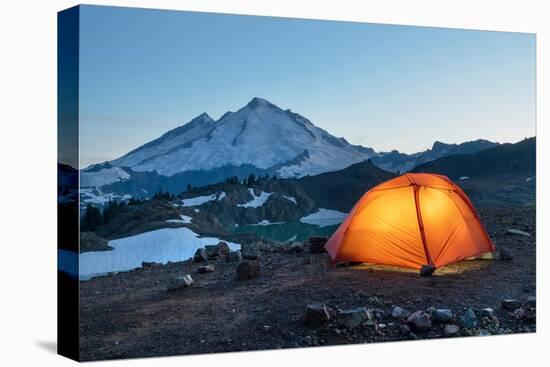 Ttent illuminated at twilight at backcountry camp on Ptarmigan Ridge. North Cascades, WA-Alan Majchrowicz-Premier Image Canvas