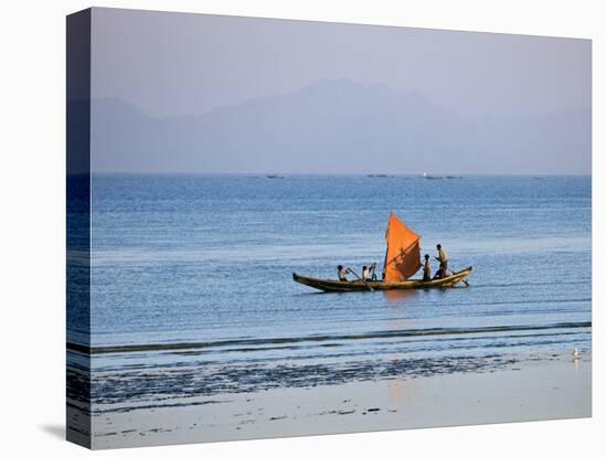 Tthe Crew of Small Fishing Boat Hurries Home to Sittwe Harbour with their Catch, Burma, Myanmar-Nigel Pavitt-Premier Image Canvas