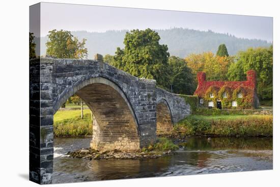 Tu Hwnt I'R Bont Tearoom and Pont Fawr (Big Bridge) in Autumn, Llanrwst, Snowdonia, Conwy, Wales-Stuart Black-Premier Image Canvas