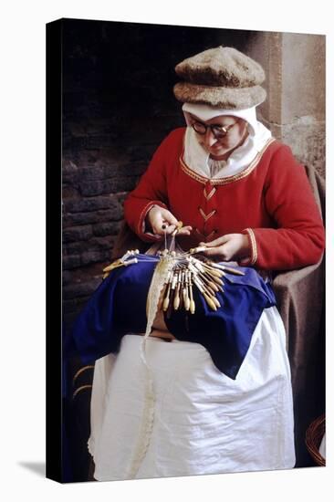 Tudor Period, Woman Lace Making, Late 16th Century Historical Re-Enactment-null-Premier Image Canvas