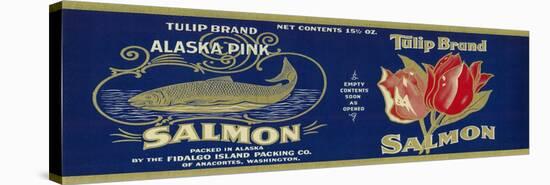 Tulip Salmon Can Label - Anacortes, WA-Lantern Press-Stretched Canvas