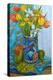 Tulips and Iris in a Japanese Vase, with Fruit and Textiles-Joan Thewsey-Premier Image Canvas