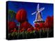 Tulips blooming on field against De Zwaan Windmill in Windmill Island Gardens, Holland, Michigan...-null-Premier Image Canvas