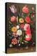 Tulips, Roses, Anemones in a Glass Vase with Butterflies and a Caterpillar-Jan van, the Elder Kessel-Premier Image Canvas