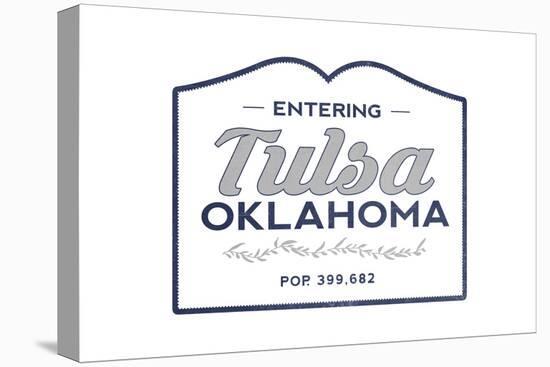 Tulsa, Oklahoma - Now Entering (Blue)-Lantern Press-Stretched Canvas