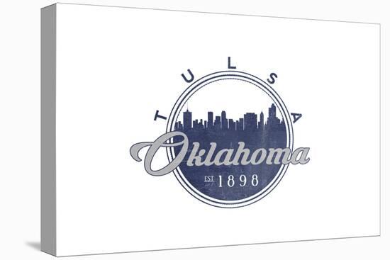 Tulsa, Oklahoma - Skyline Seal (Blue)-Lantern Press-Stretched Canvas