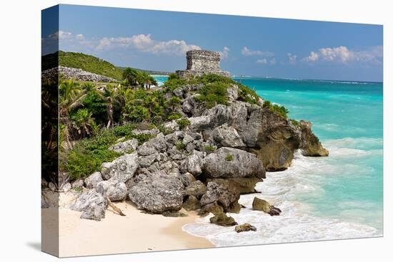 Tulum Mexico Beach Mayan Ruins-null-Stretched Canvas