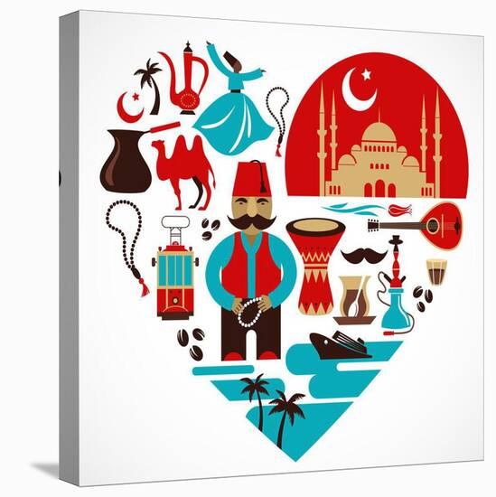 Turkey - Heart-Marish-Stretched Canvas
