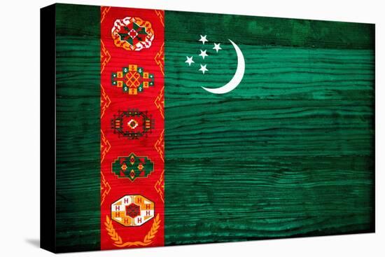 Turkmenistan Flag Design with Wood Patterning - Flags of the World Series-Philippe Hugonnard-Stretched Canvas