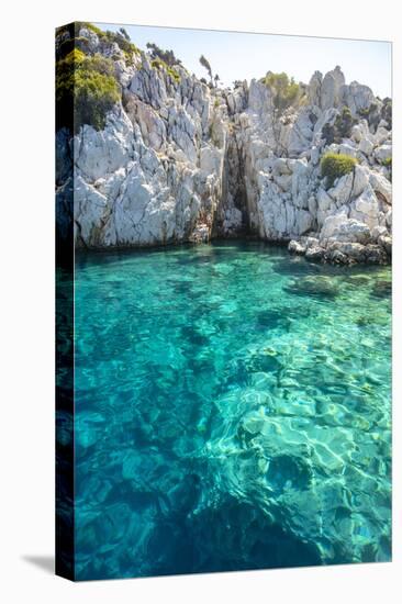 Turquoise colored crystal clear water at a rocky island, Aegean Sea, Turkey-Ali Kabas-Premier Image Canvas