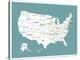 Turquoise USA Map-Kindred Sol Collective-Stretched Canvas