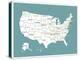 Turquoise USA Map-Kindred Sol Collective-Stretched Canvas