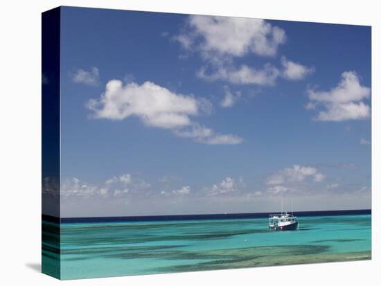 Turquoise Water and Dive Boat, Cockburn Town, Grand Turk Island, Turks and Caicos-Walter Bibikow-Premier Image Canvas