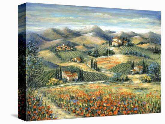 Tuscan Villa and Poppies-Marilyn Dunlap-Stretched Canvas