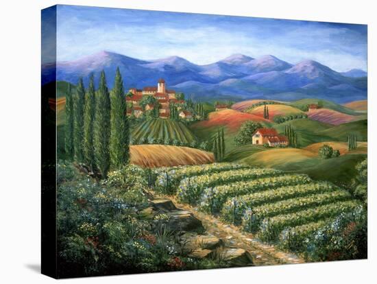 Tuscan Vineyard and Village-Marilyn Dunlap-Stretched Canvas