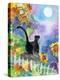 TUXEDO CAT MOONLIGHT SUNFLOWERS-sylvia pimental-Stretched Canvas