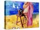 Tuxedo Cat on the Beach-sylvia pimental-Stretched Canvas