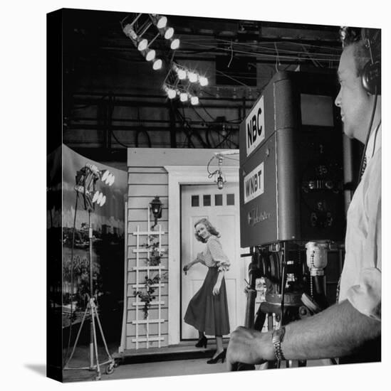 TV Camera Viewfinder on Actress Eva Marie Saint, Set of NBC Studio Drama-Andreas Feininger-Premier Image Canvas