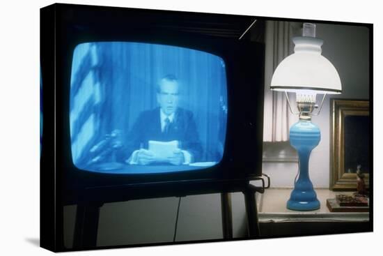 TV Image of President Richard M. Nixon Announcing His Resignation in Speech from the Oval Office-Gjon Mili-Premier Image Canvas