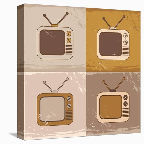 Tv Set Icons-YasnaTen-Stretched Canvas