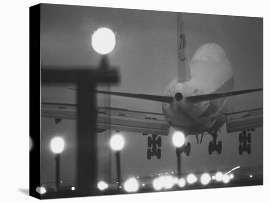 Twa Plane Landing at O'Hare Airport-null-Premier Image Canvas