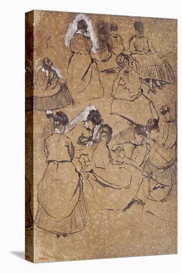 Twelve Studies of Women in Costume of the Second Empire (Pen and Ink on Buff Paper)-Edgar Degas-Premier Image Canvas