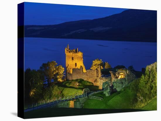 Twilight view of Urquhart Castle and Loch Ness, Highlands, Scotland, United Kingdom, Europe-Karol Kozlowski-Premier Image Canvas