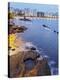 Twilight view towards Icarai Beach with skyline of Niteroi, Niteroi, Rio de Janeiro, Brazil, South -Karol Kozlowski-Premier Image Canvas