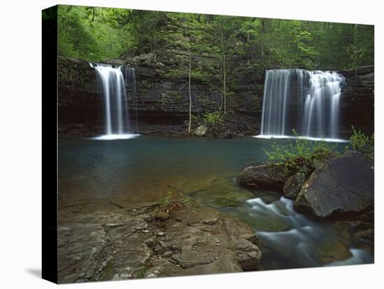 Twin Falls on Devil's Fork Richland Creek Wilderness, Ozark- St Francis National Forest, Arkansas, -Charles Gurche-Premier Image Canvas