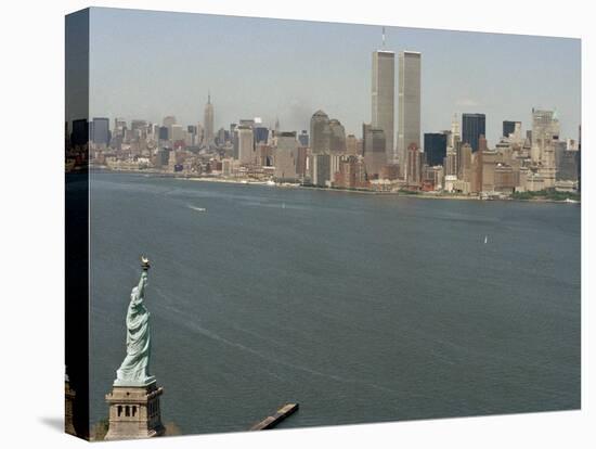 Twin Towers and Liberty 1990-Marty Lederhandler-Premier Image Canvas