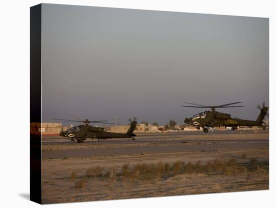 Two AH-64 Apache Helicopters Prepare for Takeoff-Stocktrek Images-Premier Image Canvas