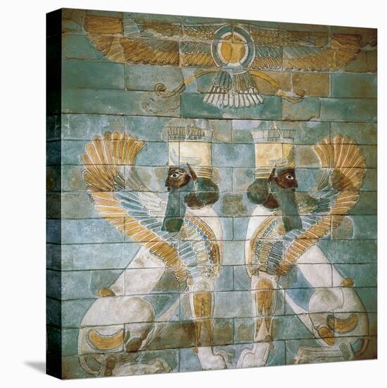 Two Androcephalic Sphynxes or Lions under the Great God Ahura Mazda-null-Stretched Canvas