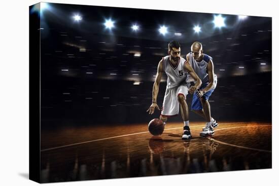 Two Basketball Players in Action in Gym Panorama View-Eugene Onischenko-Premier Image Canvas