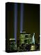 Two Beams of Light Light up the Sky Above Manhattan from Near the Site of the World Trade Center-null-Premier Image Canvas