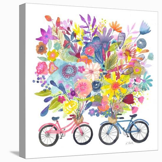 Two Bicycle Floral Bouquet-Kerstin Stock-Stretched Canvas