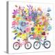 Two Bicycle Floral Bouquet-Kerstin Stock-Stretched Canvas