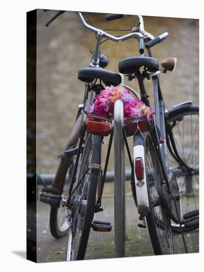 Two Bicycles with a Flower Chain, Amsterdam, Netherlands, Europe-Amanda Hall-Premier Image Canvas