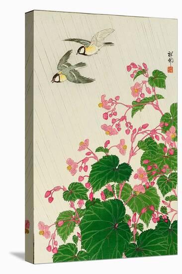 Two Birds and Begonia in Rain-Koson Ohara-Premier Image Canvas