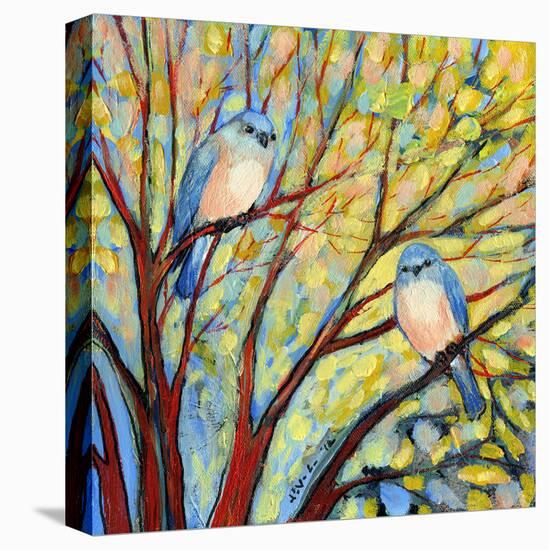Two Bluebirds-Jennifer Lommers-Stretched Canvas