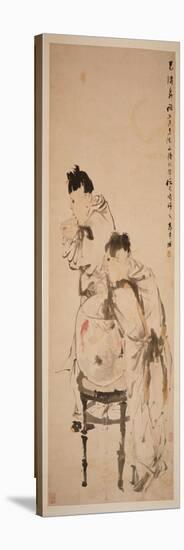 Two Boys Playing with Goldfish, 1879 (Hanging Scroll, Ink and Colour on Paper)-Ren Yi-Premier Image Canvas