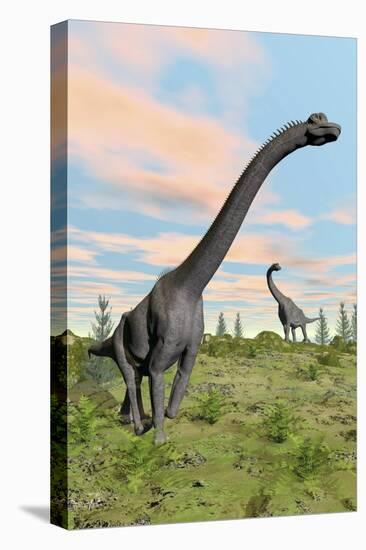 Two Brachiosaurus Dinosaurs in a Prehistoric Environment-null-Stretched Canvas