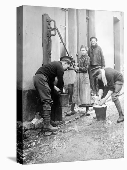 Two British Soldiers Having a Wash by a Water Pump C.1914-18-null-Premier Image Canvas