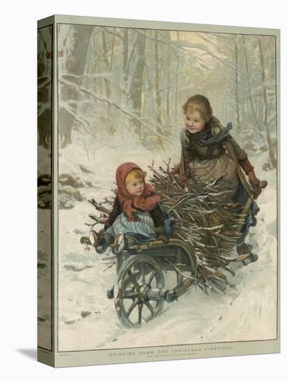 Two Children Bring Home a Barrow-Load of Firewood for the Christmas Fire-E. Blume-Premier Image Canvas