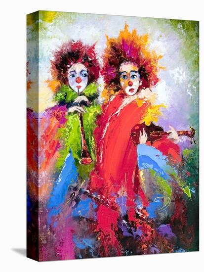 Two Clowns With A Violin And A Pipe-balaikin2009-Stretched Canvas