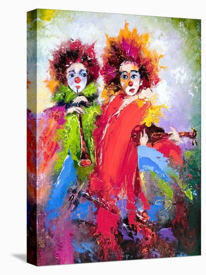 Two Clowns With A Violin And A Pipe-balaikin2009-Stretched Canvas